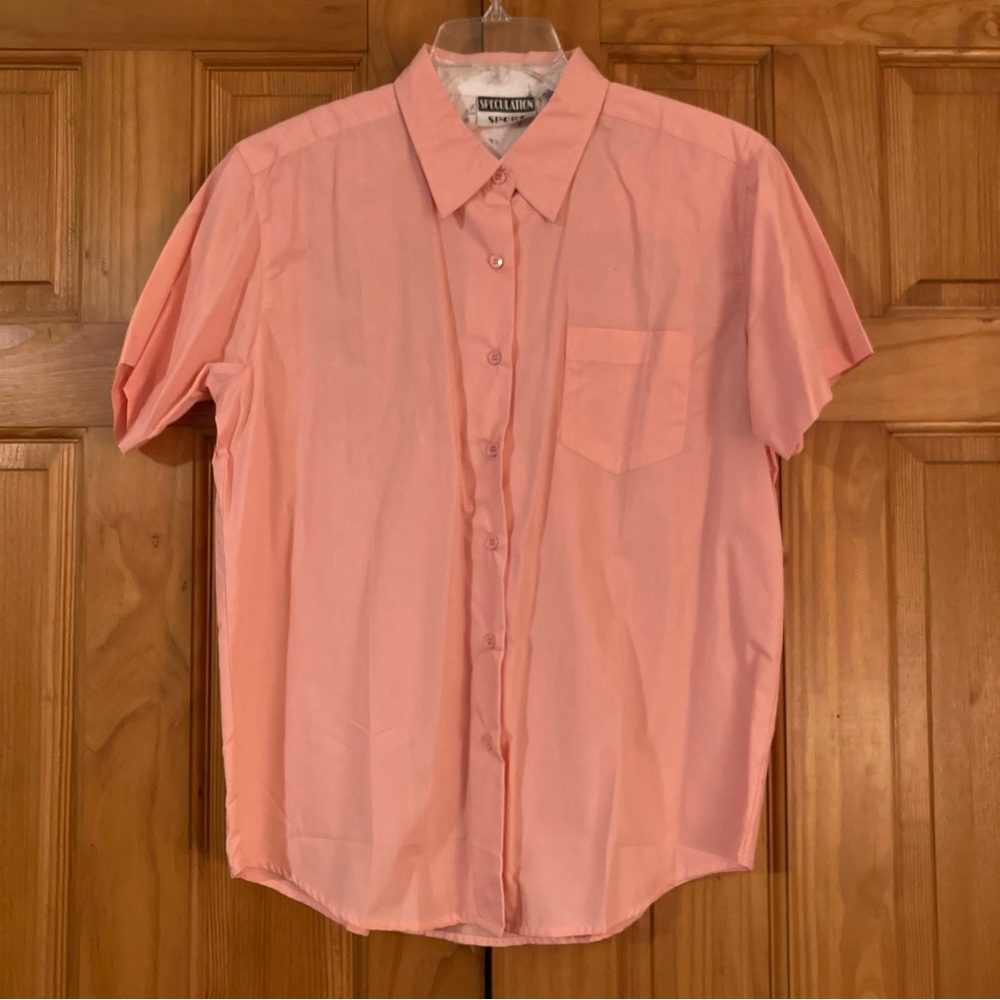 NWOT Speculation Sport Vintage 80s 90s Top Blouse Short Sleeve Pink Size L Large